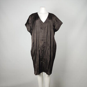 My Soul Brown V-Neck Shirt Dress Size L